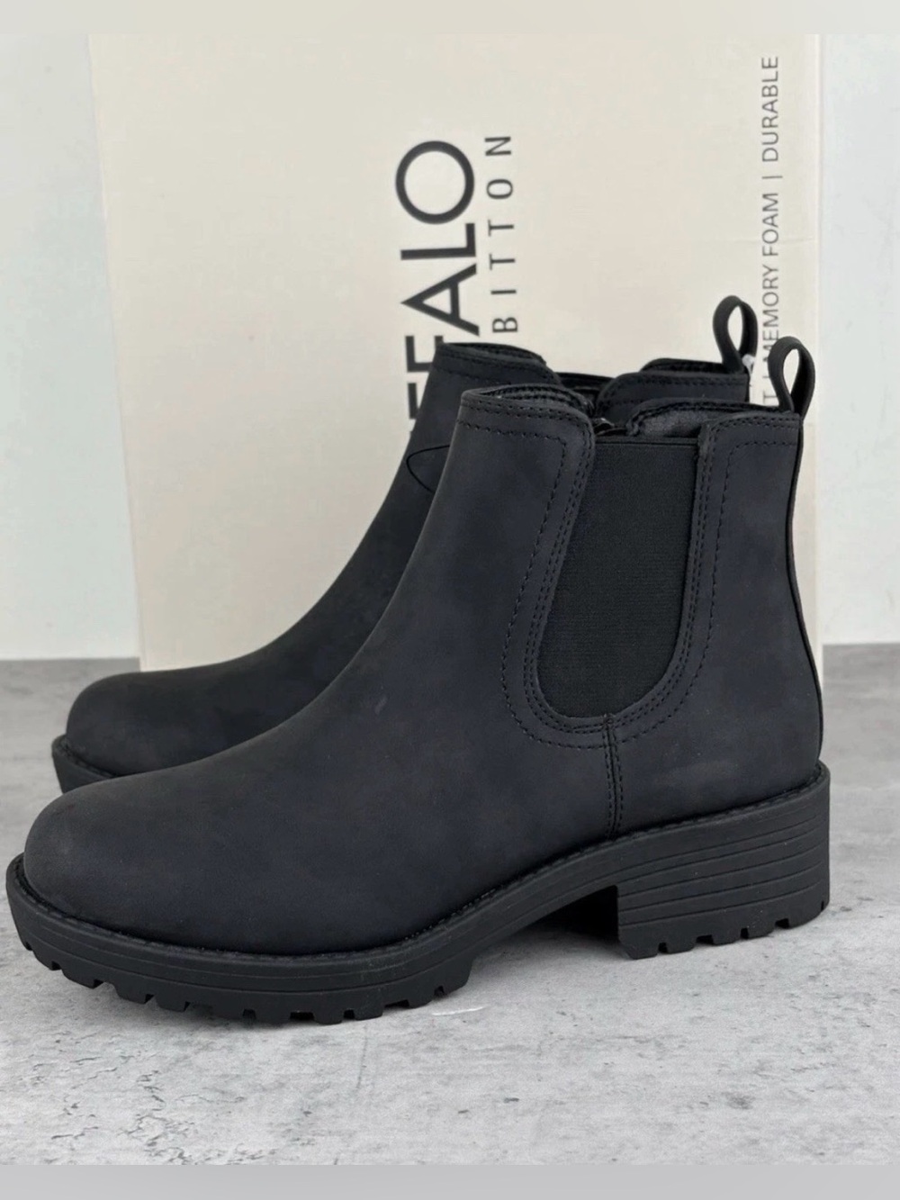 Buffalo David Bitton Chelsea Anna Boots Black Women's US 10 Lug Sole